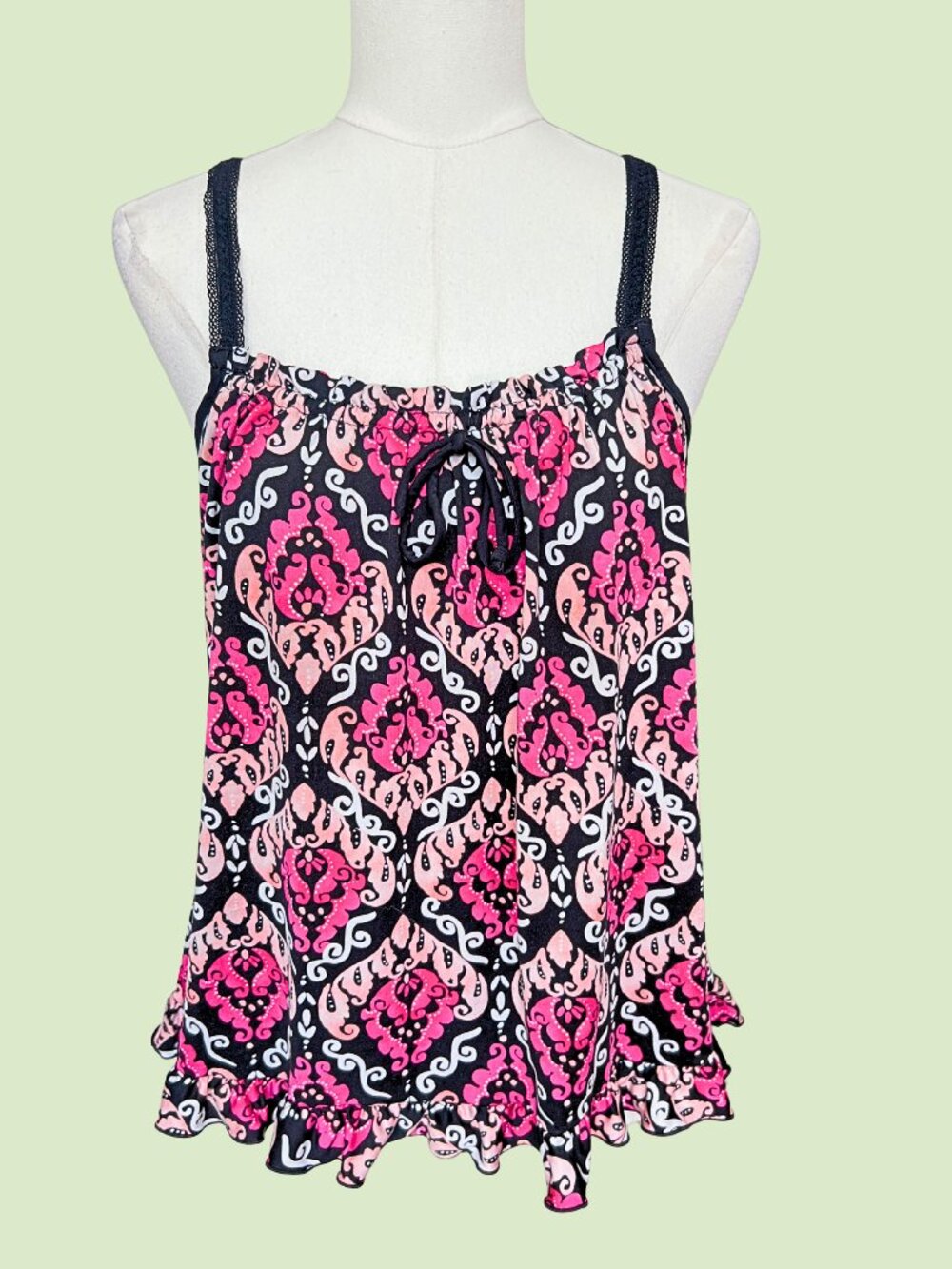 Vintage Y2K Linea Donatella Pink Damask Sleep Cami